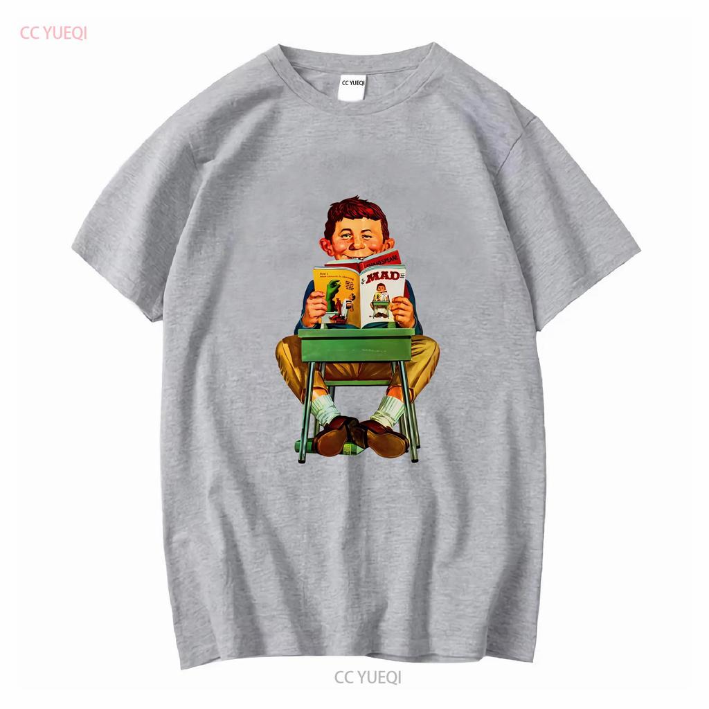 MAD Magazine Alfred E Newman T shirt retro graphic tee long or short sleeves vintage Washed Stretched Soft Casual homme