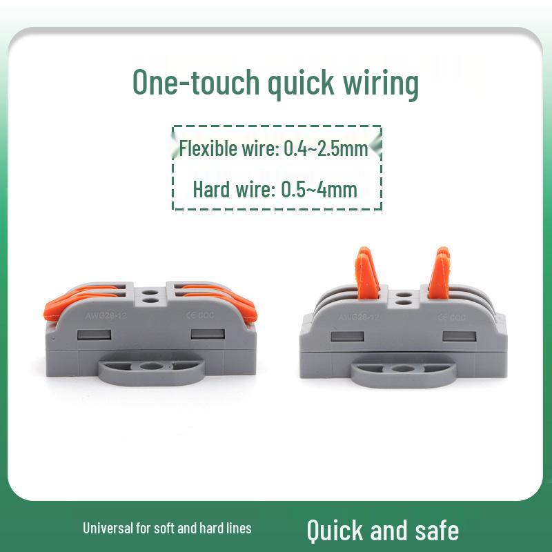 Ear-equipped Quick Connector Splitter: Universal Terminal for Soft & Hard Wires, 2-In/2-Out, Pure Copper