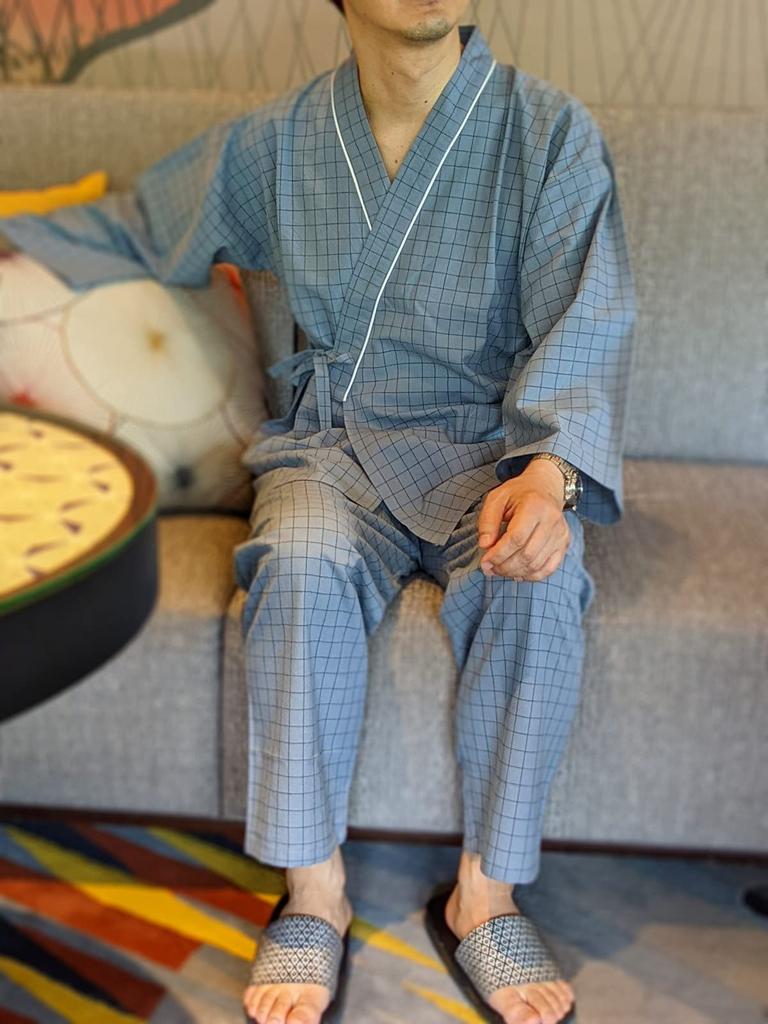 MY Cotton Samue 3 Hospital Stay Sleepwear [KISS LIFE] Men's 100% Front-Opening Pajamas, Style, Colors, Pajamas, Men's Loungewear, (Smoky Blue, LL)