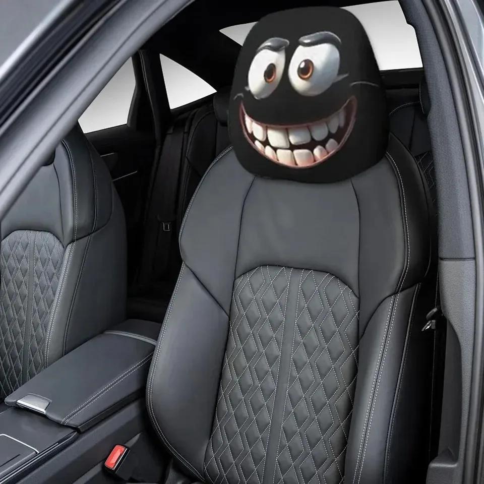 2PCS Funny Cartoon Car Headrest Cover Eyes Car Seat Head Rest Protector Spooky Cars Seat Covers for Cars for Halloween Christmas