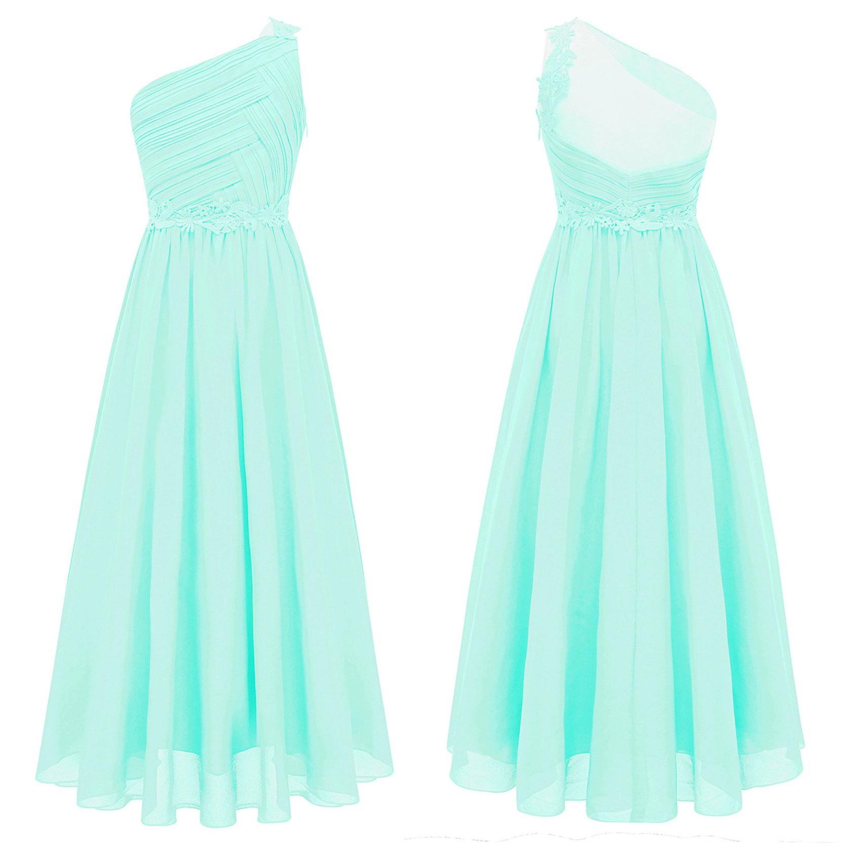 

Дитяча сукня для дівчаток із плісировкою на одне плече, вечірня весільна вечірка, довга довга сукня для подружок нареченої, шифонова сукня для подружок нареченої для урочистих подій 11-12 Years м ята зелений колір