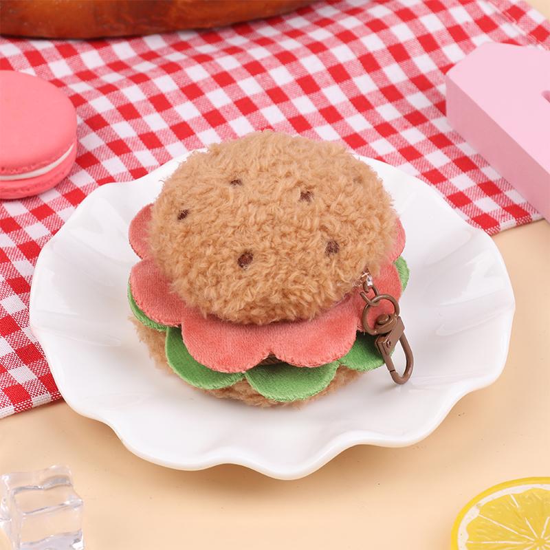 Kawaii Simulation Food Plush Keychain Creative Sandwich Hamburger Cake Keyring Bag Pendant Key Accessories Couple Gifts