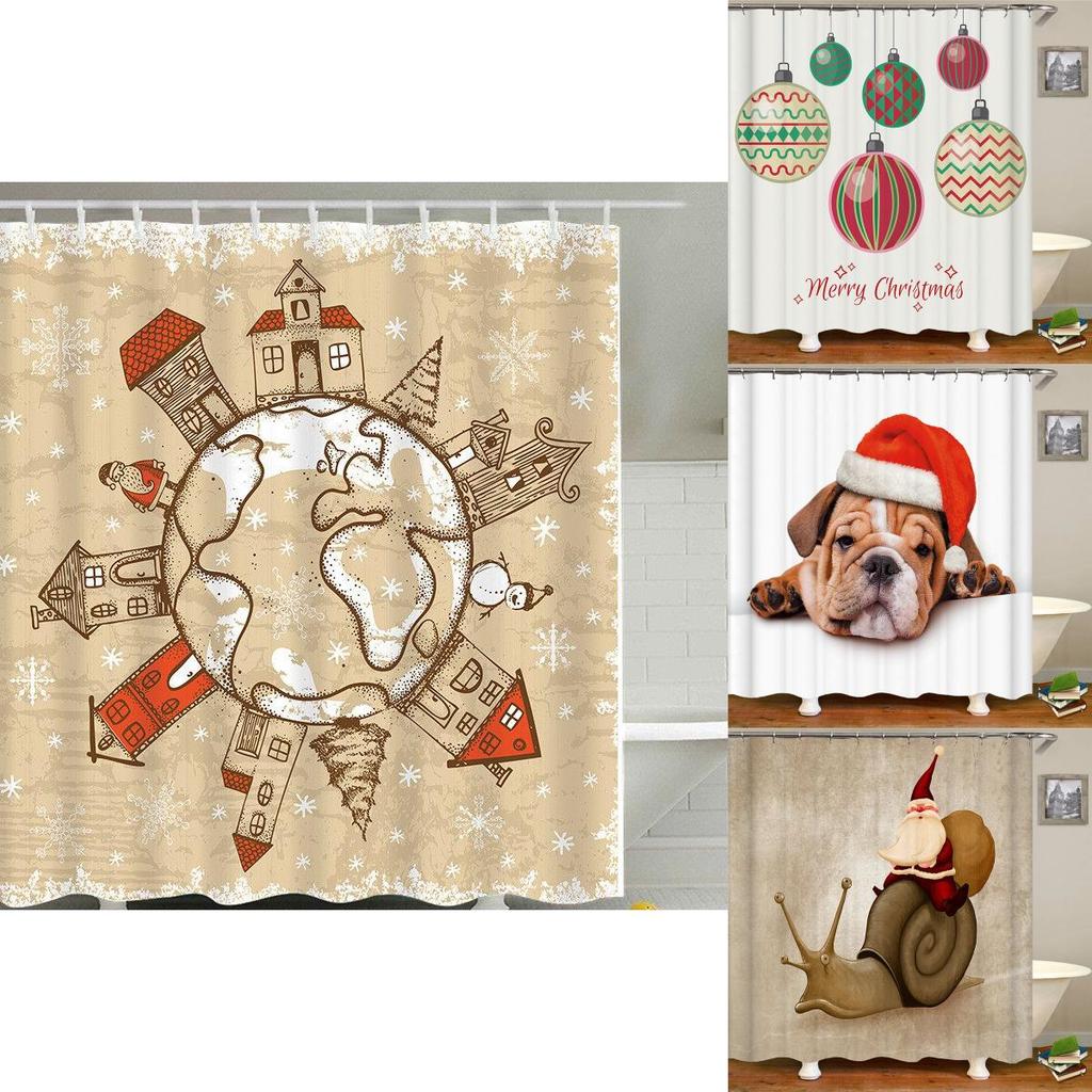 High Quality Christmas Shower Curtain Waterproof Bathroom Decoration Santa Claus