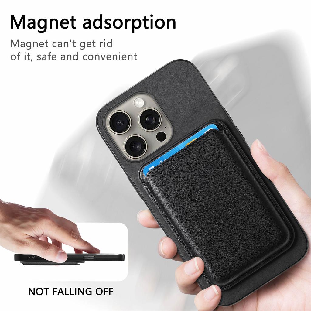 B2 For iPhone 16 Pro Max Case Detachable Magnetic Card Bag Leather+TPU Phone Cover