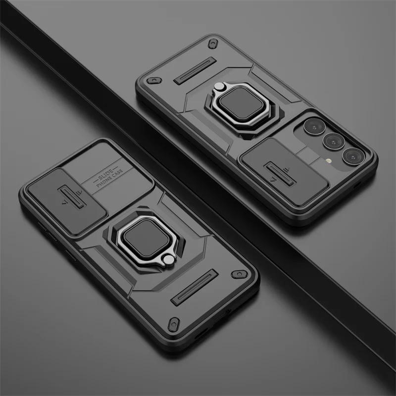 Armor Case For Samsung Galaxy S24 FE Ultra S23 Plus A15 A25 A35 A55 5G Protective Cover Ring Stand Holder Coque Fundas Capa