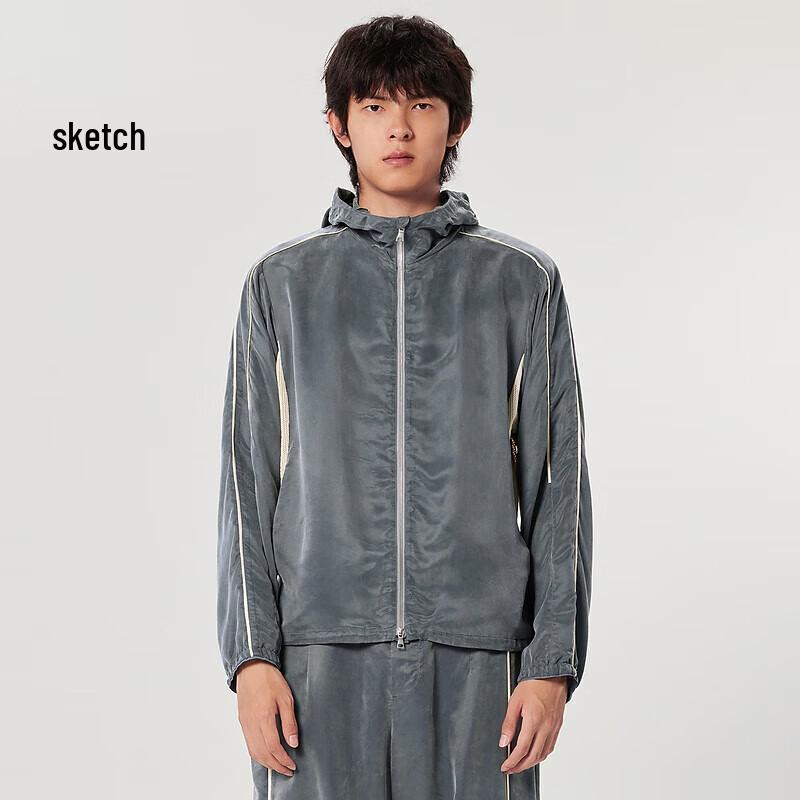 CROQUIS Men's Knit Splicing Short Hooded Jacket