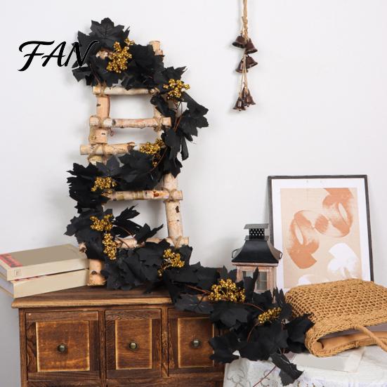 Fall Seasonal Decorations Halloween Artificial Maple Leaf Vine Decor, Wall Hanging Garland Indoor Outdoor for Party Scene, Spooky Thanksgiving