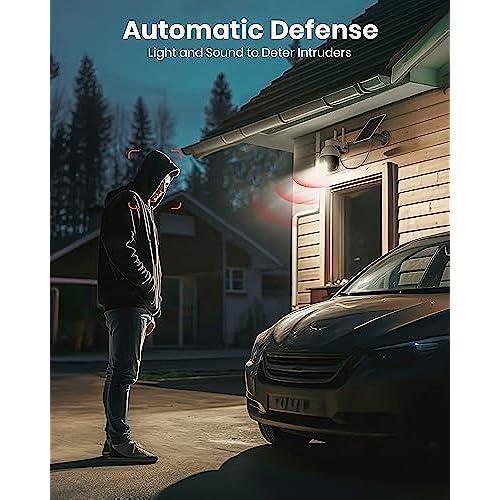 Aosu 2k camera surveillance wifi exterieure sans fil, solaire, 360° pan-tilt, camera exterieur sans fil, vision nocturne, détection
