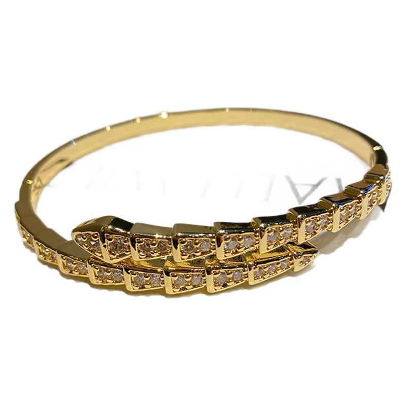 Brățară de damă placată cu aur în stil european și american, cu zirconiu, formă de T, 2024