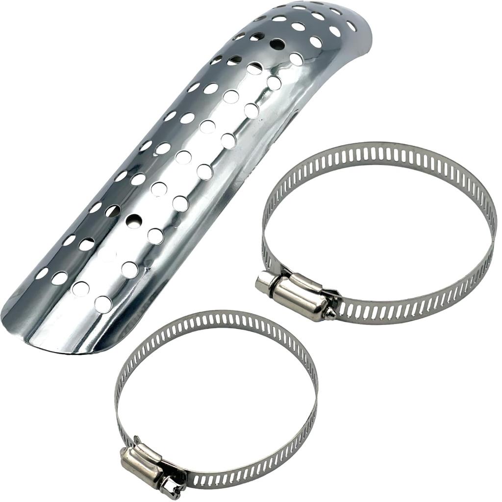 Shymie Muffler Motorcycle Heat Heat Motorcycle Muffler Pipe Perforated Guard, Guard, Protector, Muffler, Guard, Baffle, Cover, Silver,