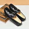 Winter warm velvet beanie shoes crocodile pattern lazy driving shoes British casual men's leather shoes genuine leather cowhide cotton shoes