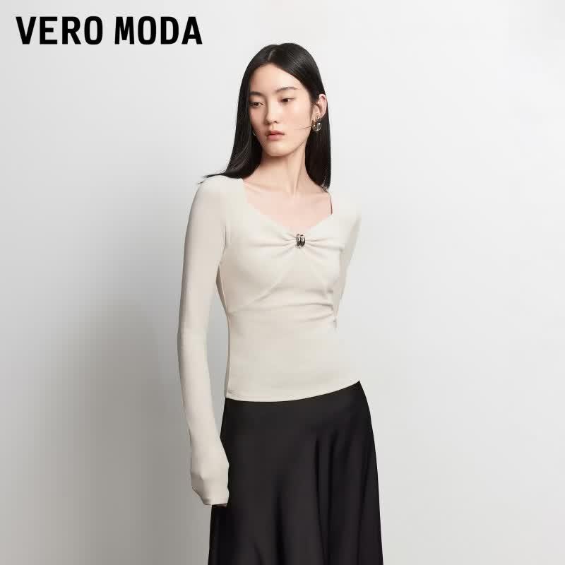 VEROMODA Women s Detachable Brooch Diamond Collar Knit Top S