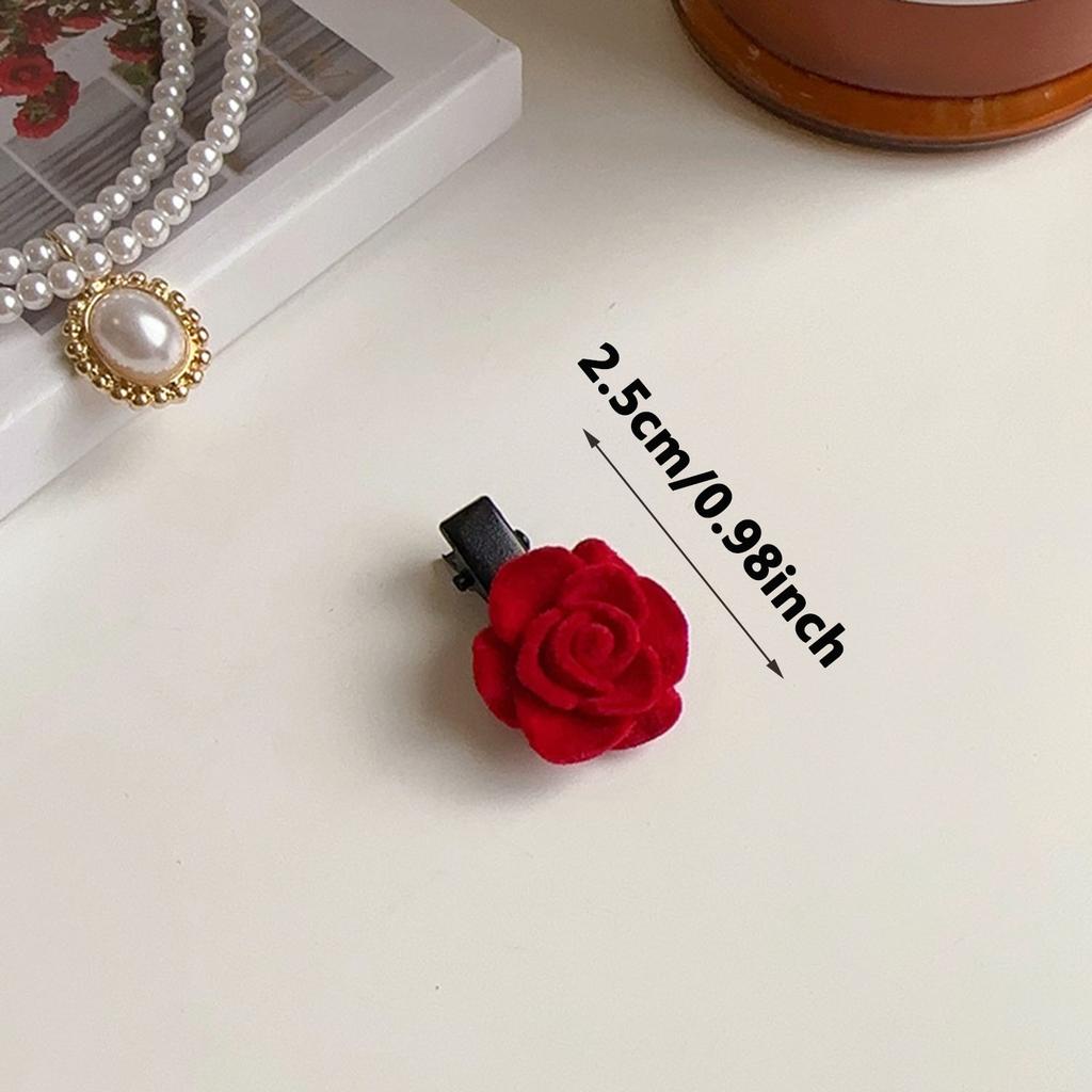 Red Hair Clip Braided Hair Small Flower Hair Clips Hairpin Girl Cute Headdress Girl Mini Barrettes Hairpins Hair Accessories