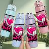 1PC Pink Out Volleyball Sport Art 750ml Color Plastic Sports Water Bottle Leakproof Flip Straw Lid Suitable for Sports Office Home Use