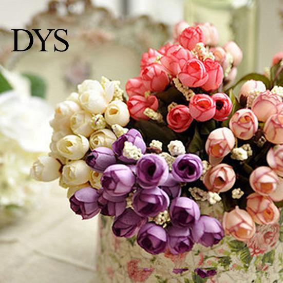 Dolce bouquet di boccioli di rosa artificiali, stoffa per la casa, rosa, 15 fiori su 1 pezzo