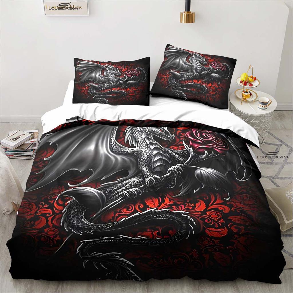 Dragon Head 3D Duvet Cover Set For Bedroom Decor Dragon Bedding Sets King Queen Size Bed Set Home Textiles Bedclothes 2/3pcs