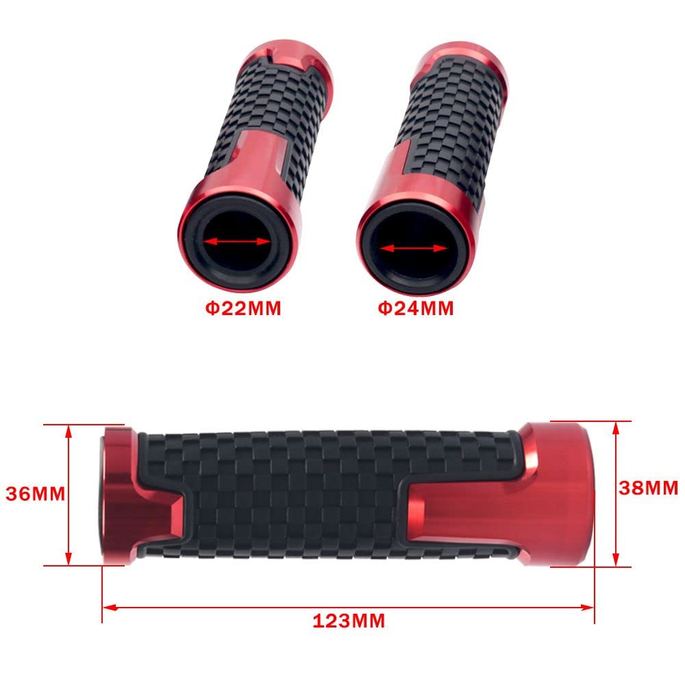 Beatus Aluminum & Rubber Handle Grip Motorcycle Bike 22.2mm Universal Left and Right Set Type B (Black)