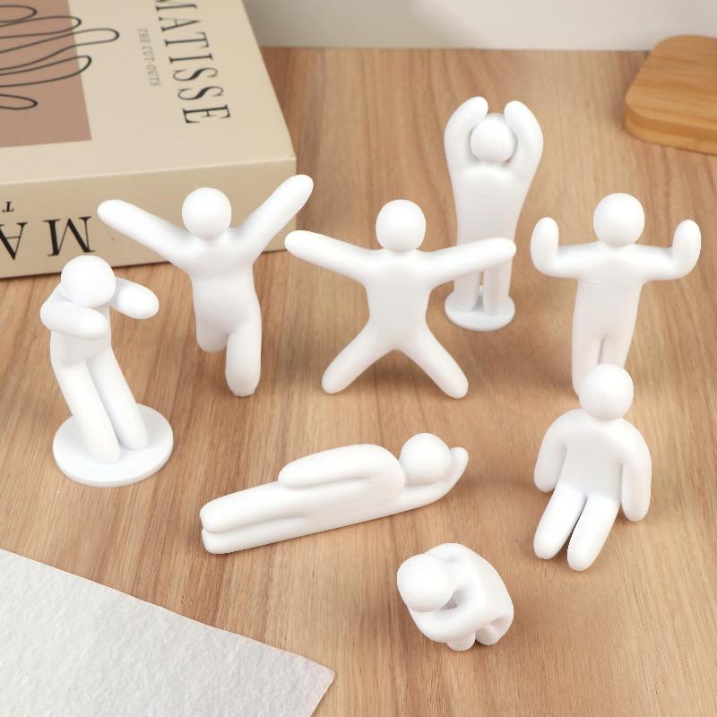 3/8Pcs 3D Printed Human Figurine Ornament Diy Paintable Mini Human Figure Statue Model For Desk Decorative Display Toys