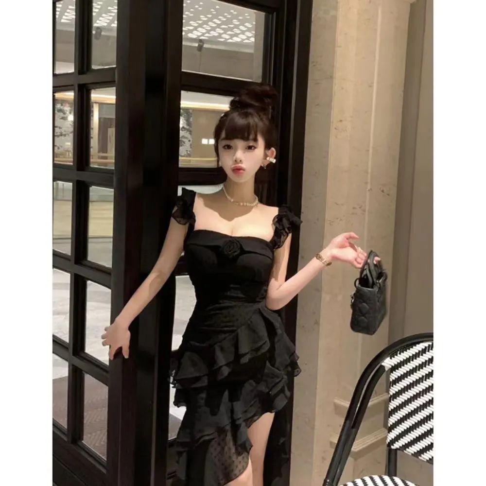 Pure desire style Spice girl irregular long dress women's summer new suspender design sense niche seaside vacation style dress