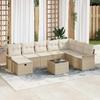 Garden Sofa Set with Cushions 9 pcs Beige and Cream Poly Rattan
