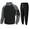 Stand Collar Loose Color-blocked Double-sleeved Outdoor Warm Sweatshirt Long-sleeved Men's Autumn and Winter Sports Suit