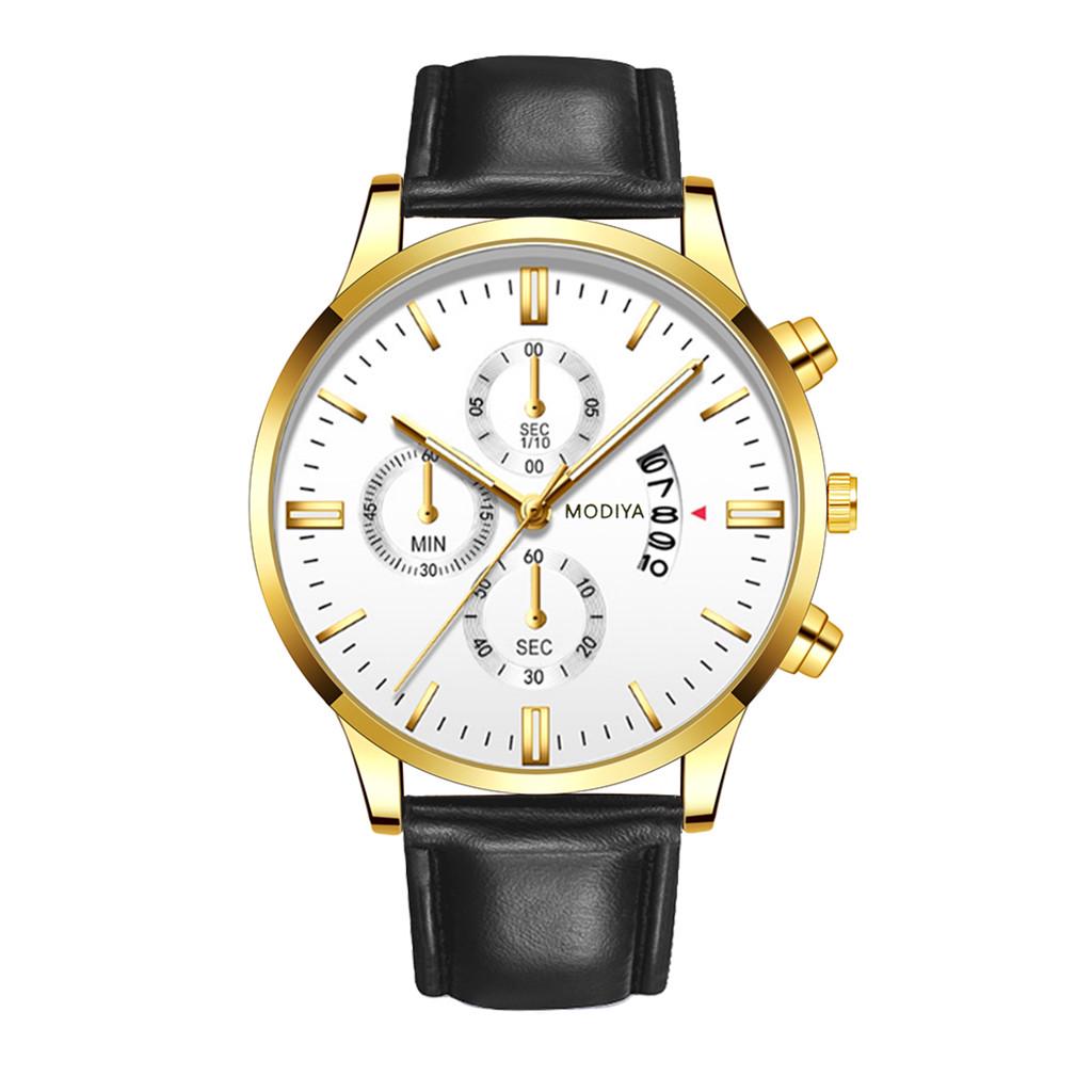 Herren Luxus Edelstahl Uhr Quarz Business Kalender Armbanduhr Neu