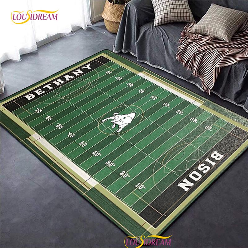 Personalisierter American Football Court Teppich, Teppich für Wohnzimmer Schlafzimmer Dekoration, Kinder Küche Badezimmer Rutschfeste Bodenmatte Alfombra