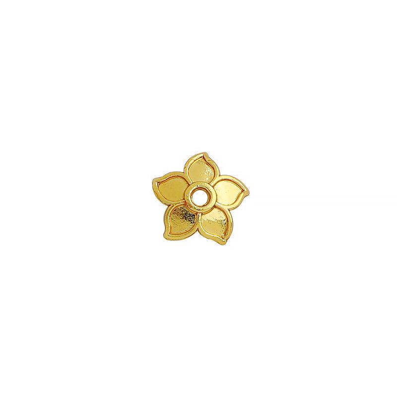 18K Gold Plated Crystal Five-Petal Flower Cap Beads for DIY Jewelry Making.