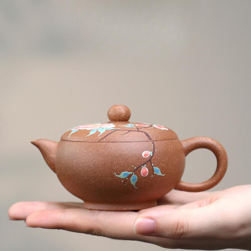 

120ml Yixing Purple Clay Teapots Handmade Clay Drawing Pot Raw Ore Multi-coloured Section Mud Tea Making Kettle Zisha Tea Set