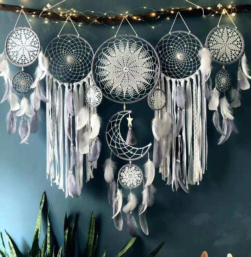 Nordic Five-Piece Feather Dream Catcher Wall Hanging Decor Set