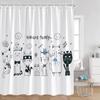 Cartoon Animals Kid Shower Curtains Hand-painted Simple Line Cute Cats Bathroom Decorations Kids Children Bath Curtains for Ho