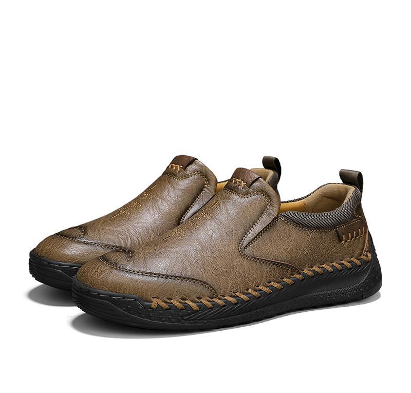 

Fashion Leather Mens Casual Shoes Designer Loafers Business Walking Shoes New Brand Comfortable Flats Formal Mocassin Men Office Shoes 38 хаки