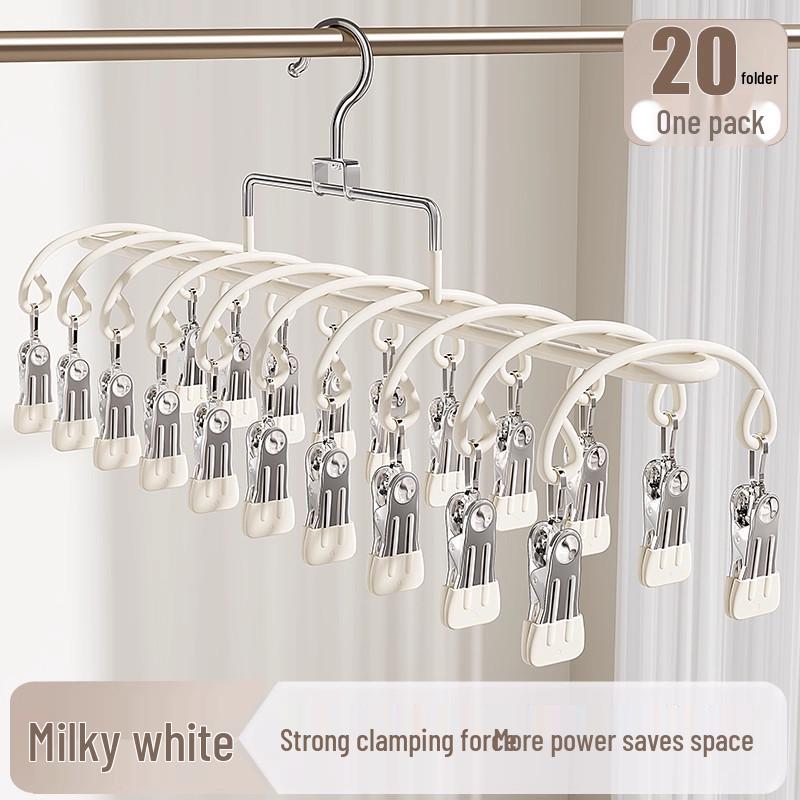 Stainless Steel Windproof Sock & Underwear Drying Rack with Clips
