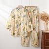 Women’s Korean Style Bamboo Cotton Pajamas - Loose Casual Fit with Seven-Sleeve Top and Long Pants for Homewear