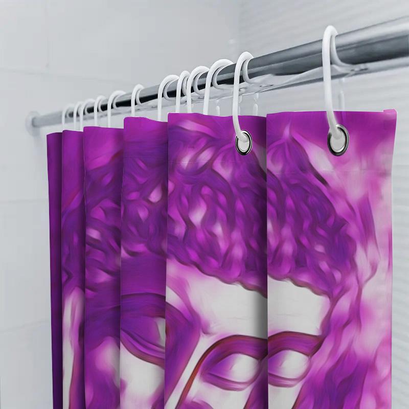 Luxury 3D Printed Shower Curtain featuring a Vivid Purple Buddha Design Waterproof Fabric for Bathroom Decorations Available in