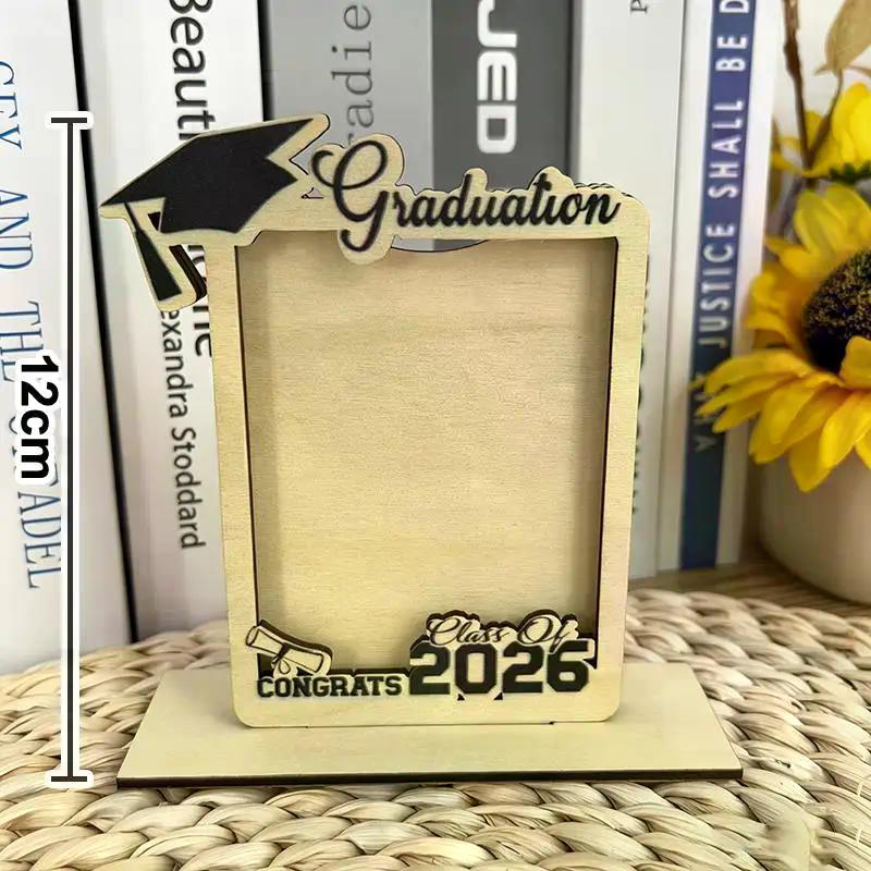 Wooden Graduation Photo Frame With Grad Cap Diploma Decor Class Of 2026 Ideal Grad Gifts Desk Decor Souvenir