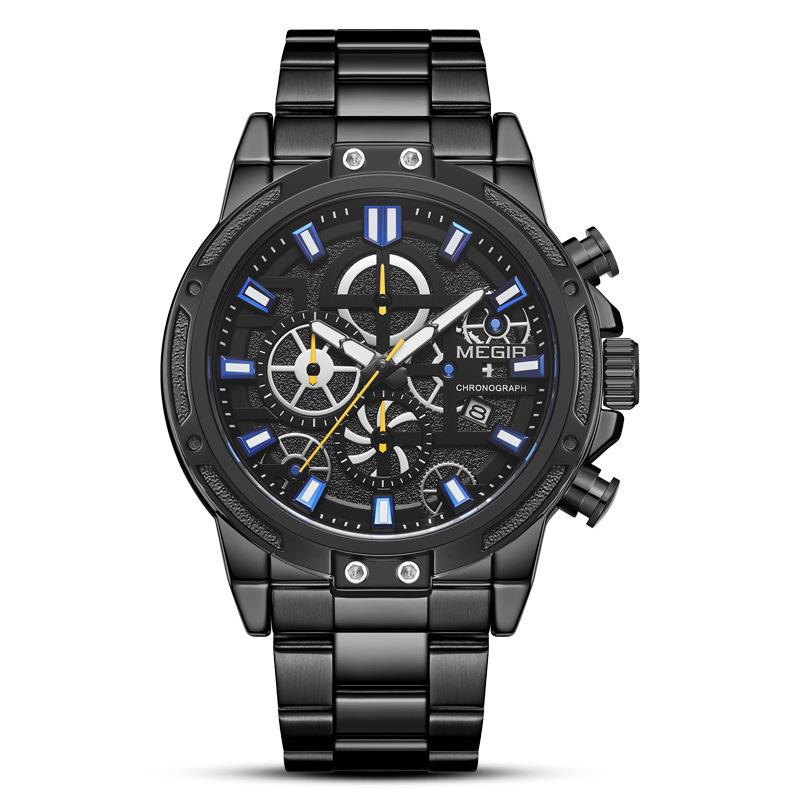 Men'S Watch, Versatile Sports Business Timing Luminous Steel Belt Quartz Men'S Watch 2108