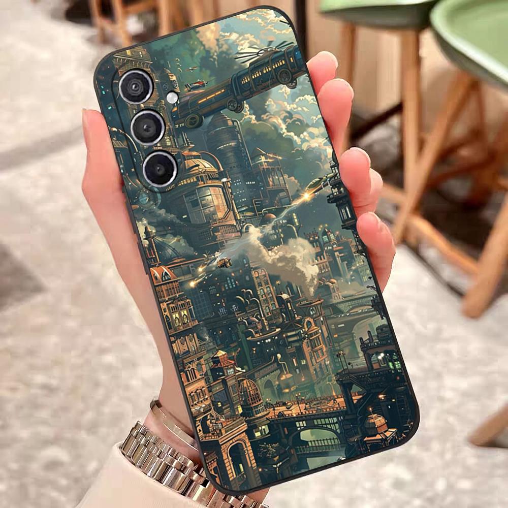 Steampunk Fantasy City Phone Case For Samsung S25 Edge 24 23 22 21 20 Ultra Plus Fe Galaxy A54 53 34 25 16 Silicon Cover