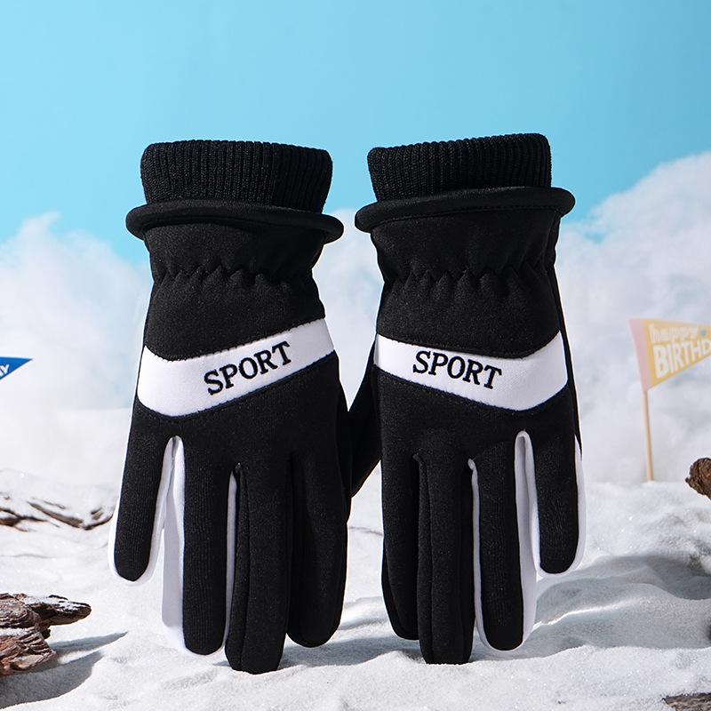 Herbst- und Winter Outdoor Kälteschutz und Wärme Fleece Schneespiel Anti-Rutsch Reiten Cartoon Großauge Winddichte Handschuhe