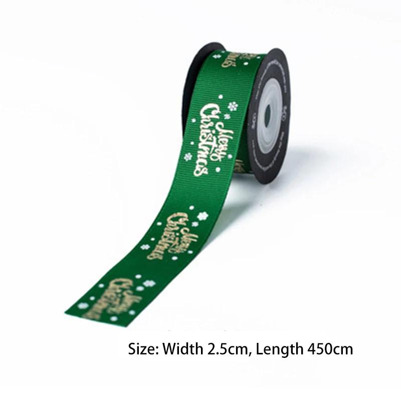 5yards 25mm Christmas Ribbon Printing Ployester Ribbon For Handmade Bow Christmas Decorations DIY Gift Wrapping