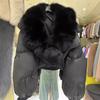 Big fox fur collar new high-end fur white duck down foreign gas down jacket high waist short coat