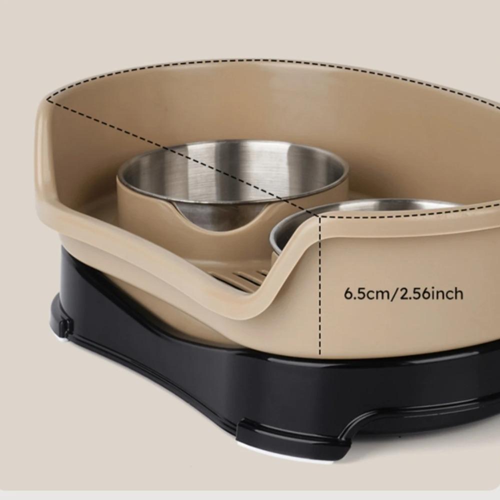 with Baffle Feeding Basin Water Bowl Eating and Drinking Water Pet Double Bowl Dog Tableware