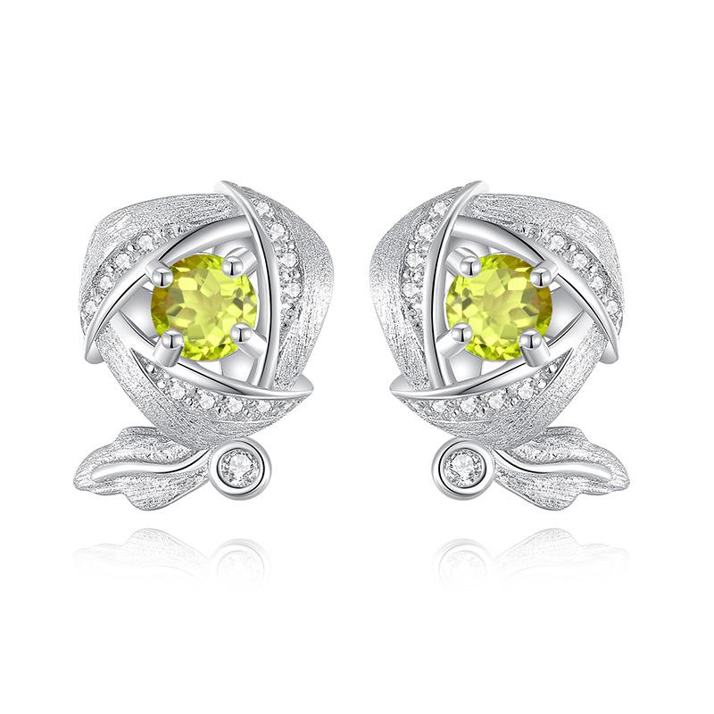 S925 Silver Star Jewelry Set, Natural Crystal Necklace Ring Earrings for Women