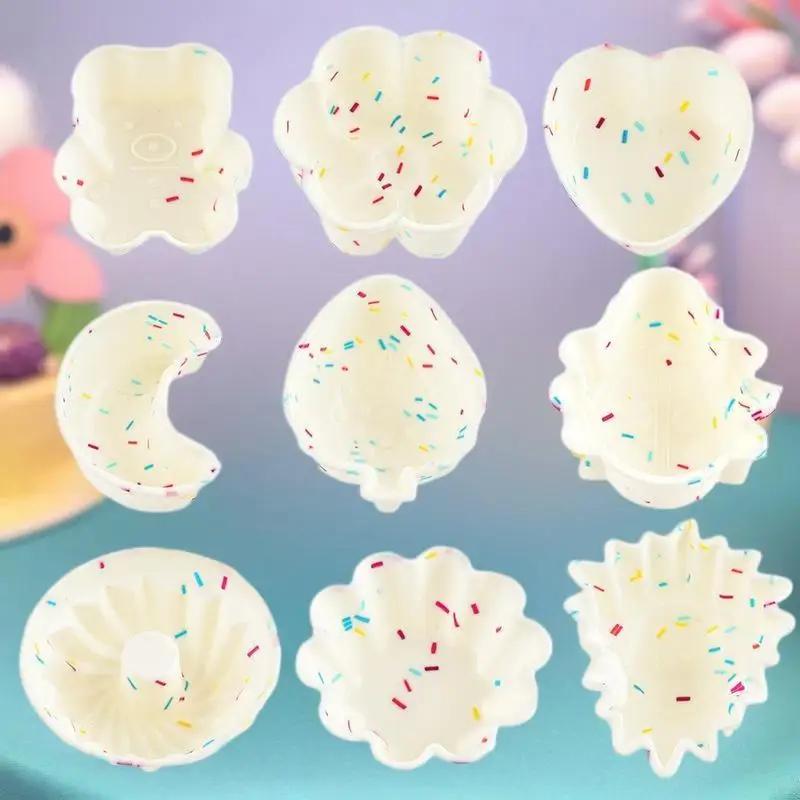 2pcs Colored Silicone Cake Cups High Temperature Resistant Muffin Mold for DIY Pudding & Cupcakes Baking