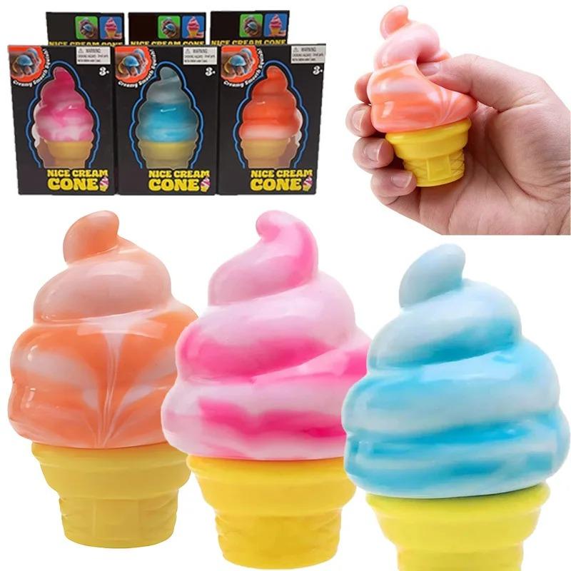 Decompresión de plastilina con forma de helado, cono de helado sorpresa, para aliviar el estrés, regalos de fiesta, adornos