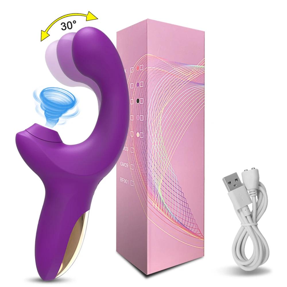 20 Speeds Powerful Dildo Vibrator Female Clit Sucker Vacuum Clitoris Stimulator Mimic Finger Wiggling Adult Sex Toy for Women