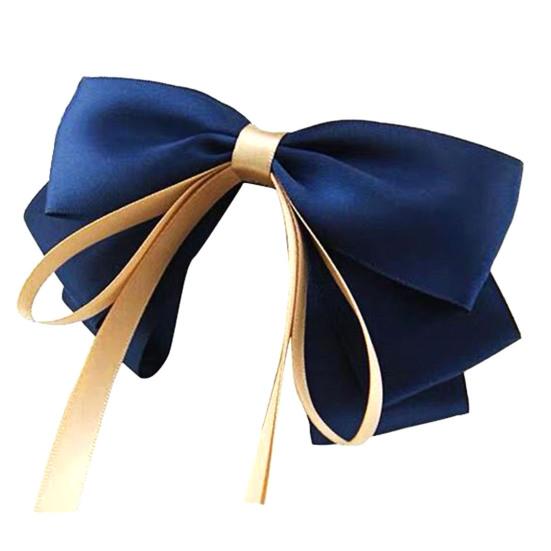 

Hairpin Spring Clip Style Bowknot Design Polyester Girl Hair Clips for Dressing Up темно-синий