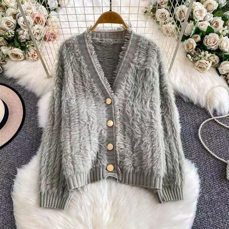 

Winter Women Sweater Turtleneck Loose Cardigan Long Sleeve Single Breasted Jacket High End Temperament Coat One Size сірий