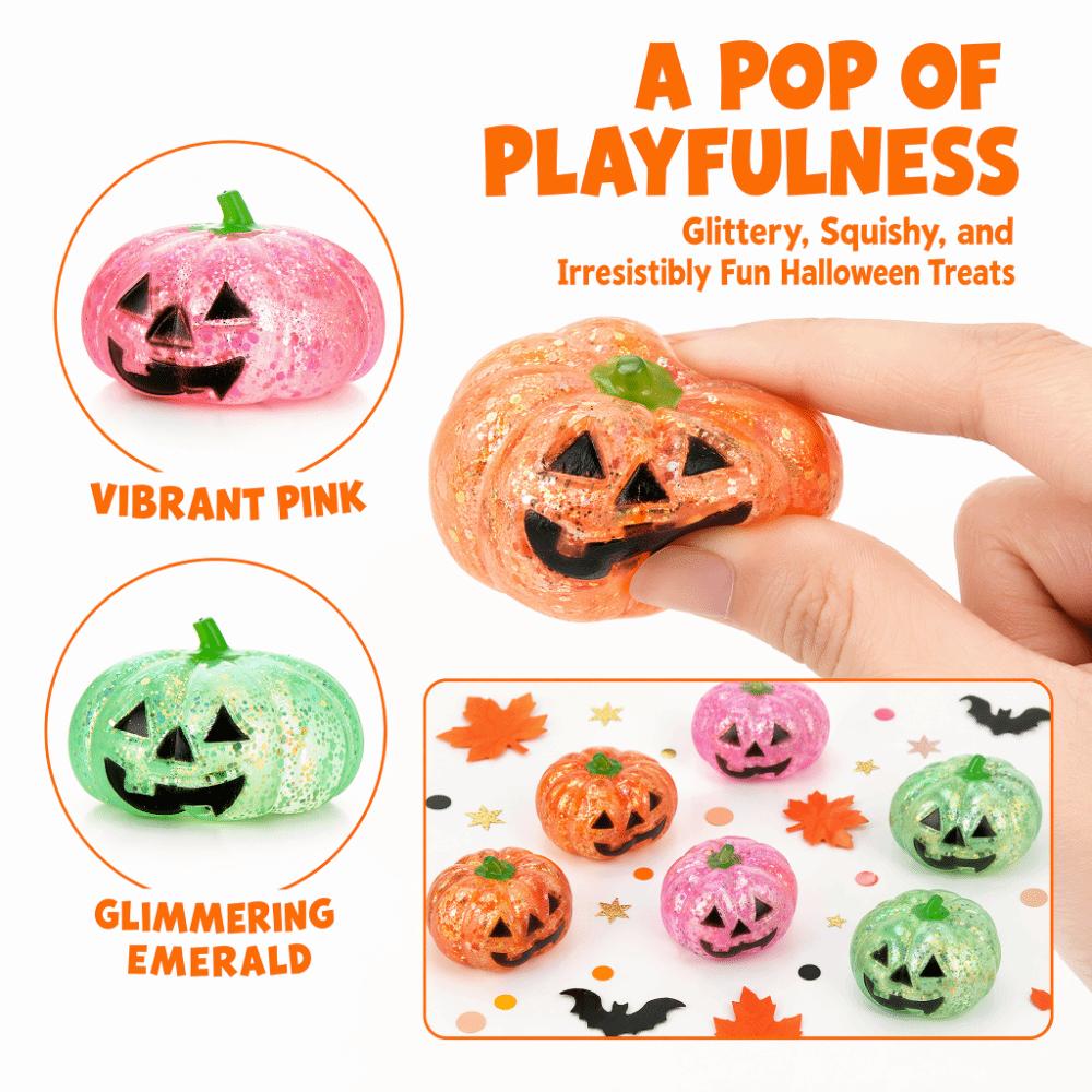 Soft Texture Halloween Pumpkin Squeeze Toy Glittering Fidget Sensory  Kids Adults