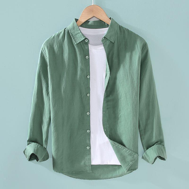 Men's Breathable Linen Shirt - Short Sleeve Casual Summer Top & Long Sleeve White Cotton Option